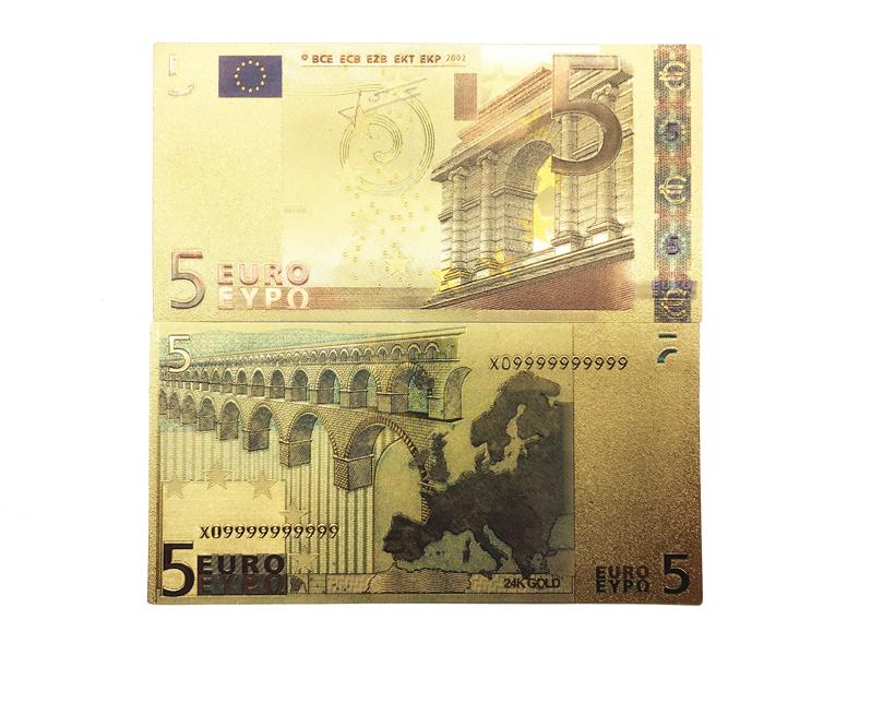 Banknot złocony - replika banknotu 5 Euro